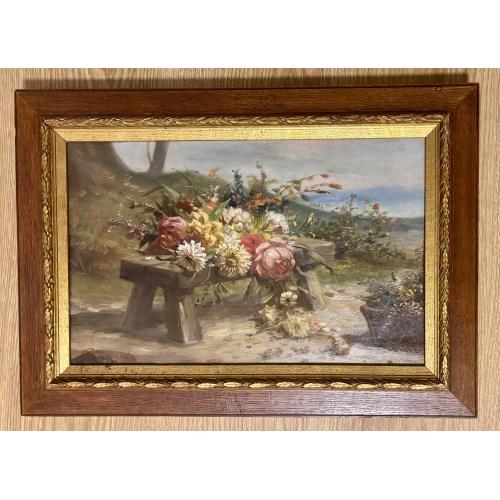 Натюрморт с цветами. Масло на холсте.