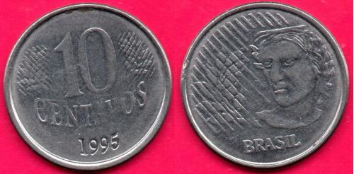 Бразилия, 10 центавос, 1995 г.