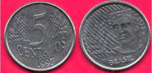 Бразилия, 5 центавос, 1997 г.