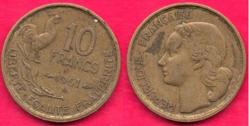 Франция, 10 франков, 1951 г. (В)