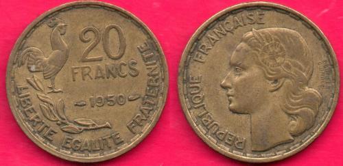 Франция, 20 франков, 1950 г.