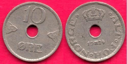 Норвегия, 10 оре, 1924 г.