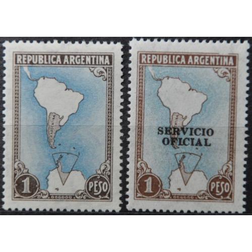 Аргентина Антарктида Антарктика Карта 1946 + Надпечатка 1951
