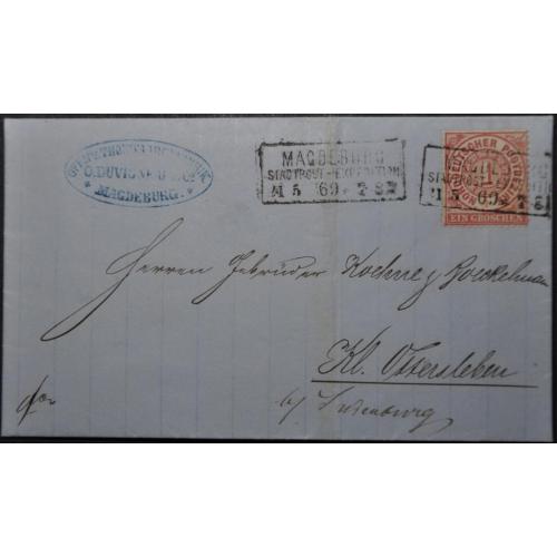 Германия Norddeutscher Магдебургская почта Письмо 1869