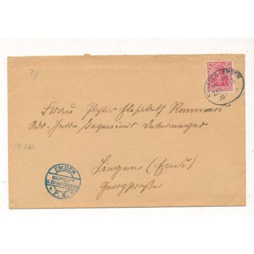 Германия Рейх Эмден Конверт п/п 1920