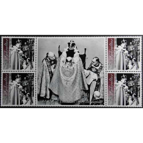 Гибралтар 50 лет Коронации Елизаветы II 2003 Сцепка с купоном