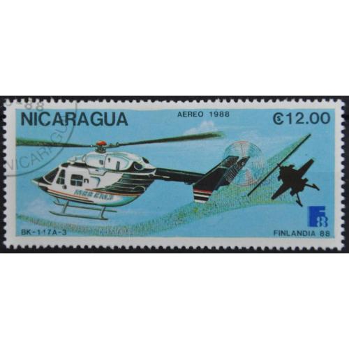 Никарагуа Филвыставка Авиация Вертолет Kawasaki BK 117  1988