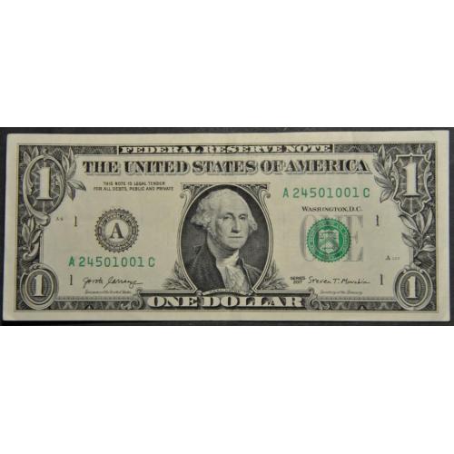 США 1 доллар 2017 Бостон XF+