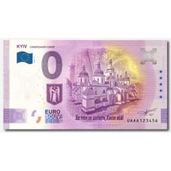 A souvenir 0 euro banknote depicting the 11th century St. Sophia Cathedral in Kyiv