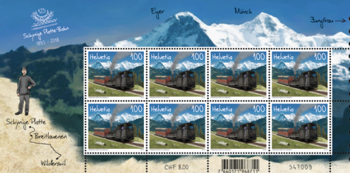 ​Швейцария выпустила марки в честь годовщины запуска 2-х железных дорог