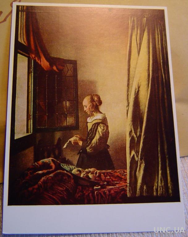Старинная открытка, напечатанная в ГДР, с изображением полотен, хранящихся в Дрезденской галерее
